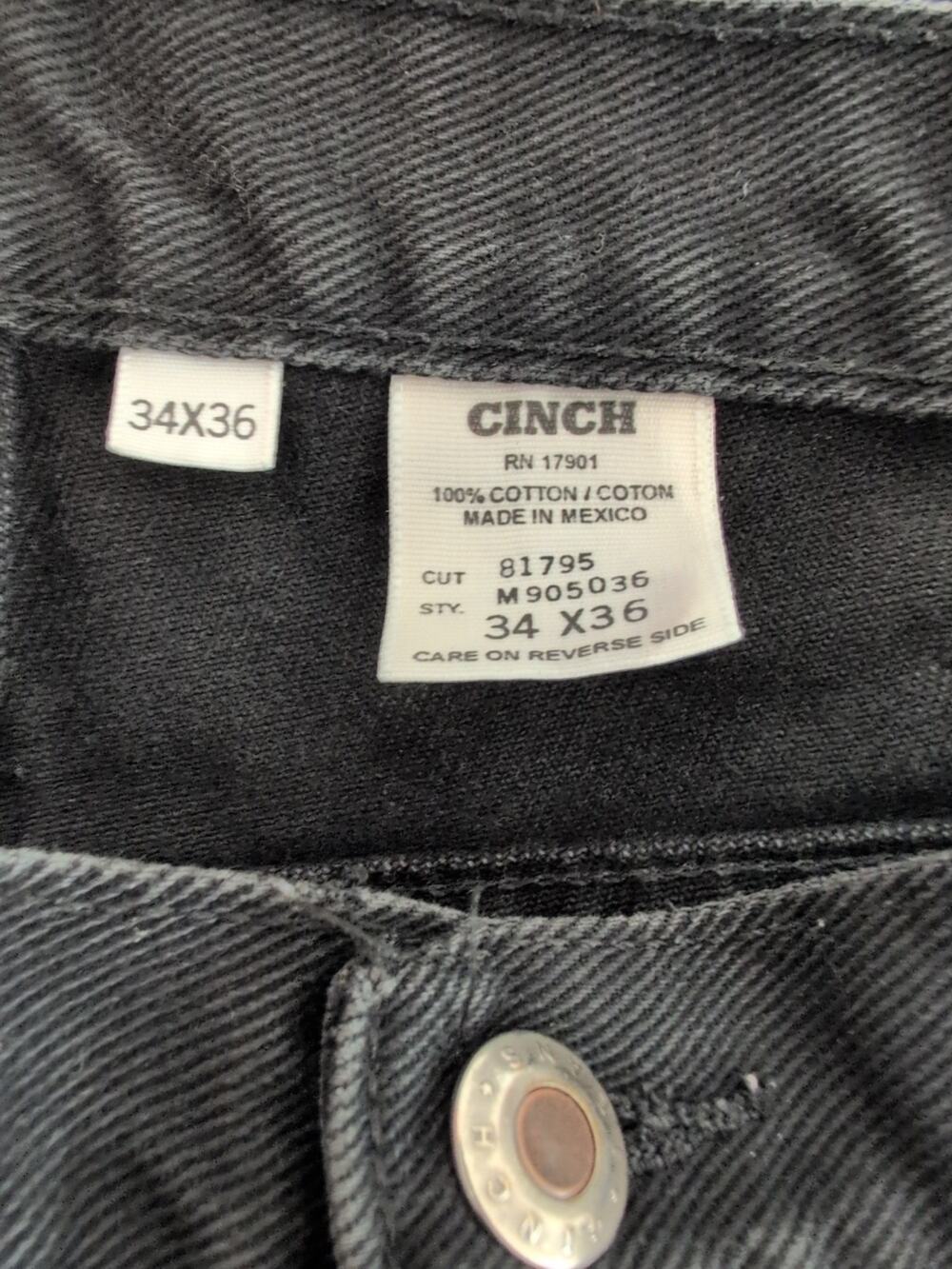 Cinch Jeans Mens 34x36 Black Relaxed Fit Green Label Western Ranch Rodeo Denim